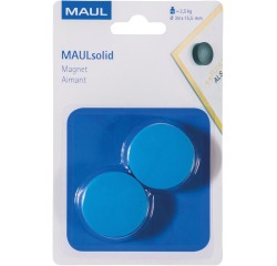 Maul Aimant Solid, 38 mm, 2,5 kg, blister de 2 pièces, bleu