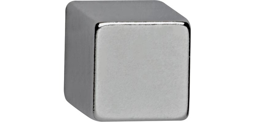 Neodymium magnet MAUL cube 10x10x10mm 3.8kg nickel-plated 4 pieces