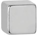 MAUL neodymium magnet cube shape, size 10 x 10 x 10 mm, resistance 1.6 kg, silver, blister pack of 10 pieces