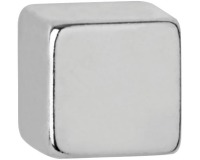 MAUL neodymium magnet cube shape, size 10 x 10 x 10 mm, resistance 1.6 kg, silver, blister pack of 10 pieces
