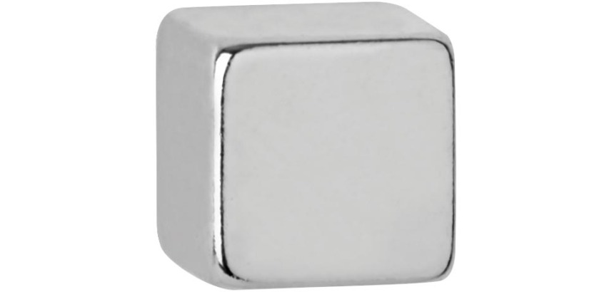MAUL neodymium kubusmagneet, ft 7 x 7 x 7 mm, trekkracht 1,6 kg, zilver, blister van 10 stuks