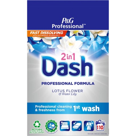 Dash Professional 2 in 1 Lotus Flower an Water Lily lessive en poudre, boîte de 6,6 kg, 110 doses