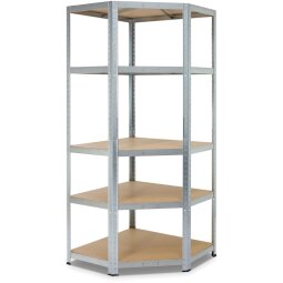 Avasco étagère Strong Corner, ft 176 x 75 x 40 x 50 cm, 5 tablettes, galvanisé