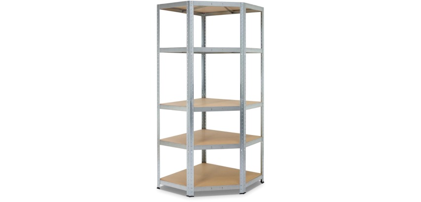 Avasco Strong Corner shelf, 176 x 75 x 40 x 50 cm, 5 shelves, galvanized