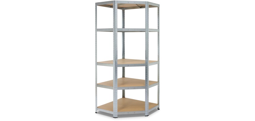Avasco Strong Corner shelf, 176 x 75 x 40 x 50 cm, 5 shelves, galvanized