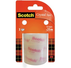 Ruban Scotch Crystal transparent, recharge de 3 rouleaux, 19 mm x 25 m
