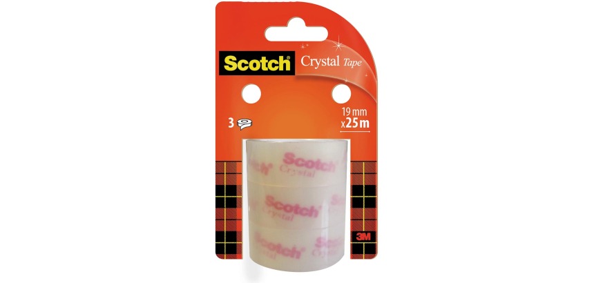 Ruban Scotch Crystal transparent, recharge de 3 rouleaux, 19 mm x 25 m