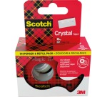 Scotch Crystal Tape ruban adhésif ft 19 mm x 7,5 m, dérouleur + 3 rouleaux, boîte brochable