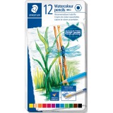 En_lapices de colores staedtler acuarelables caja metal de 12 unidades colores surtidos