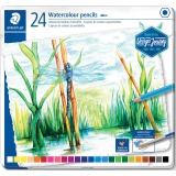 De_lapices de colores staedtler acuarelables caja metal de 24 unidades colores surtidos