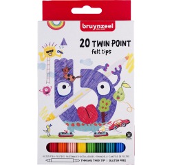 Bruynzeel Kids feutres Twin Point, set de 20 pièces en couleurs assorties