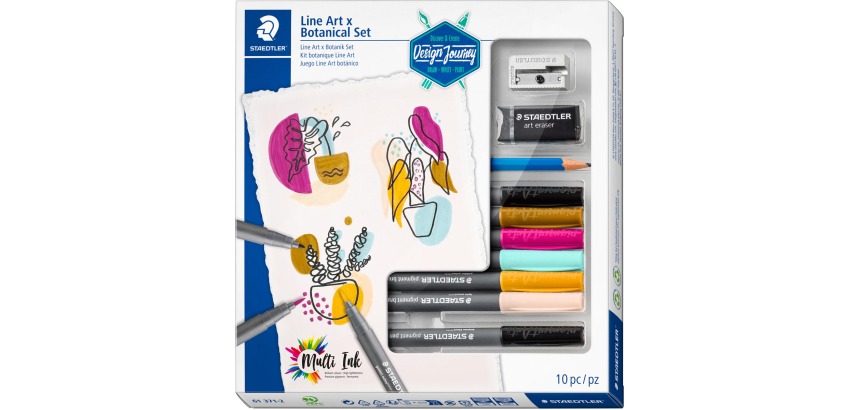 Ensemble de lettrage au pinceau Staedtler Design journey Art & Botanique set 10 pièces