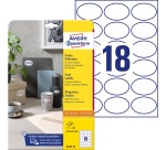 Avery Zweckform oval labels, 63.5 x 42.3 mm, white, permanent adhesive, 180 labels, 10 sheets
