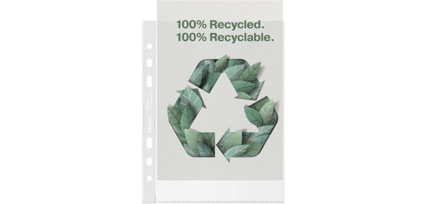 Esselte perforated pouch, 100% recycled, A5 size, 70 microns, box of 100 pieces