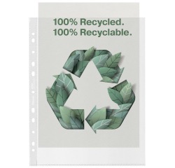 Esselte pochette perforée premium, 100 % recyclé, ft A4 maxi, 100 microns, boîte de 100 pièces