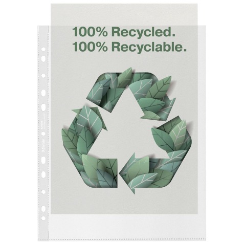 Esselte premium geperforeerde showtas, 100 % gerecycleerd, ft A4 maxi, 100 micron, pak van 100 stuks