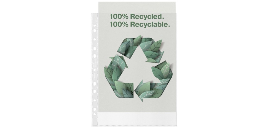 Esselte perforated pocket, 100% recycled, A4 size, 70 microns, box of 20 pieces