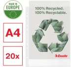 Esselte perforated pocket, 100% recycled, A4 size, 70 microns, box of 20 pieces