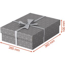 Esselte Home boîte à archives/cadeau,  ft 26,5 x 36 x 10 cm, gris, paquet de 3 pièces