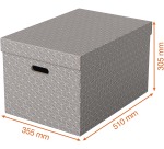 Esselte Home storage box, size 35.5 x 51 x 30.5 cm, grey, pack of 3 pieces