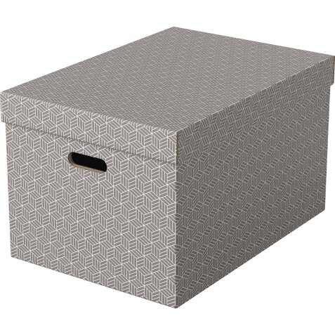 Esselte Home storage box, size 35.5 x 51 x 30.5 cm, grey, pack of 3 pieces