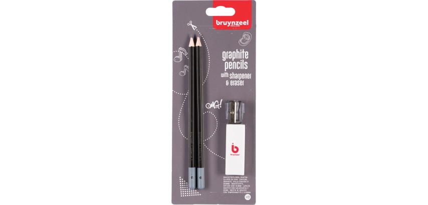 Bruynzeel Teens HB graphite pencil with eraser and sharpener blister pack of 4 pieces