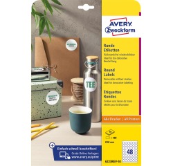 Avery Zweckform ronde etiketten, diameter 30 mm, wit, afneembaar, 480 etiketten, 10 vellen