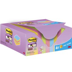 Post-it Super Sticky Notes Colour, 90 vel, ft 47,6 x 47,6 mm, 20 + 4 GRATIS