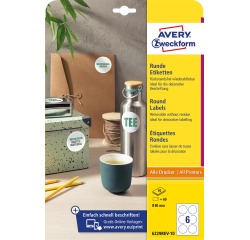 Avery Zweckform étiquettes rondes, diametre 80 mm, blanc, amovible, 60 étiquettes, 10 feuilles