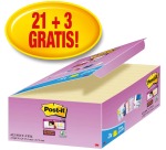 Post-it Super Sticky notes, 90 feuilles, ft 47,6 x 47,6 mm, jaune, paquet de 21 + 3 GRATUIT