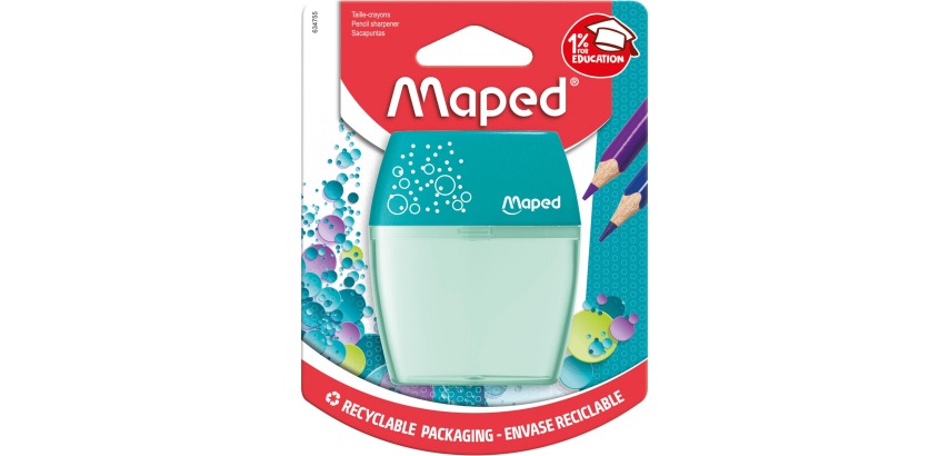 Maped potloodslijper Shaker, 2 gaats, geassorteerde kleuren, blister van 1 stuk