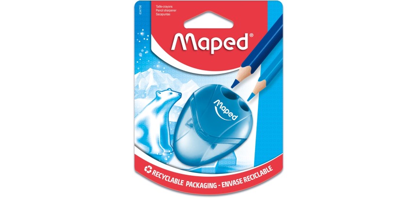 Maped potloodslijper igloo, 2 gaats, geassorteerde kleuren, blister van 1 stuk