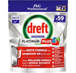 Dreft Platinum Plus Regular tablettes pour lave-vaisselle, paquet de 59 capsules