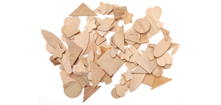Bouhon formes assorties en bois, set de 100 pièces