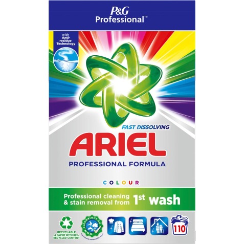 Ariel Professional Formula Fast Dissolving Colour lessive en poudre, boîte de 6,6 kg, 110 doses