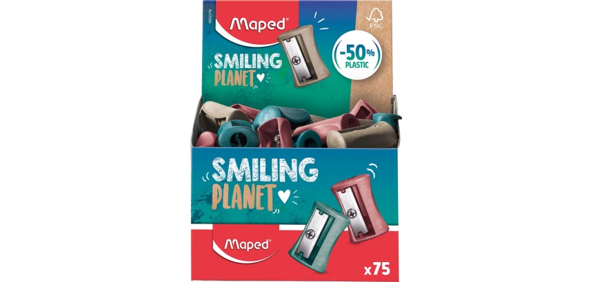 Maped Smiling Planet Vivo pencil sharpener, 1 hole, display of 75 pieces