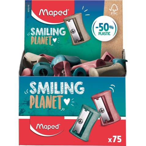 Maped Smiling Planet taille-crayon Vivo, 1 trou, présentoir de 75 pièces