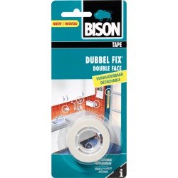 Bison ruban adhésif double face intérieur, détachable, ft 19 mm x 1,5 m, transparant
