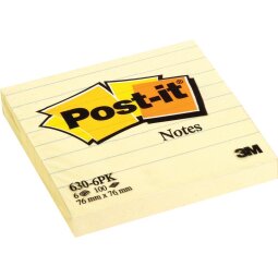 Post-it Notes, ft 76 x 76 mm, geel, gelijnd, blok van 100 vel