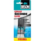 Bison Sekundenkleber Control Flüssig, Tube 3 g, Aktionsblister mit 2 Stück