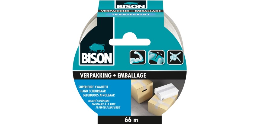 Bison packing tape, 50 mm x 66 m, transparent