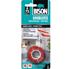 Bison ruban adhésif double face, ft 19 mm x 1,5 m, transparant