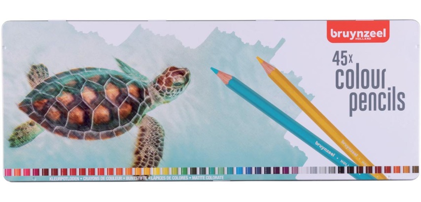 Bruynzeel crayon de couleur Tortue, boîte métal de 45 crayons