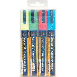 Securit krijtmarker medium, blister met 4 stuks in geassorteerde kleuren