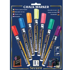Securit Chalk Marker SMA-100 assorted bullet tip 1-2mm blister pack 7 pieces