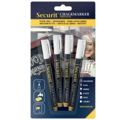Krijtstift Securit SMA-100 rond wit 1-2mm blister à 4 stuks