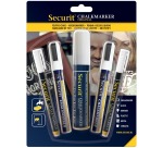 Securit chalk marker, white, set of 5 pieces in assorted thicknesses