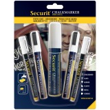 Securit chalk marker, white, set of 5 pieces in assorted thicknesses