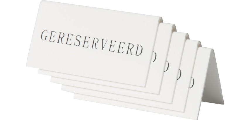 Reserved table sign panel, pack of 5 pieces