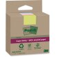 Post-it Super Sticky Notes Recycled, 70 feuilles, ft 76 x 76 mm, assorti, paquet de 3 blocs